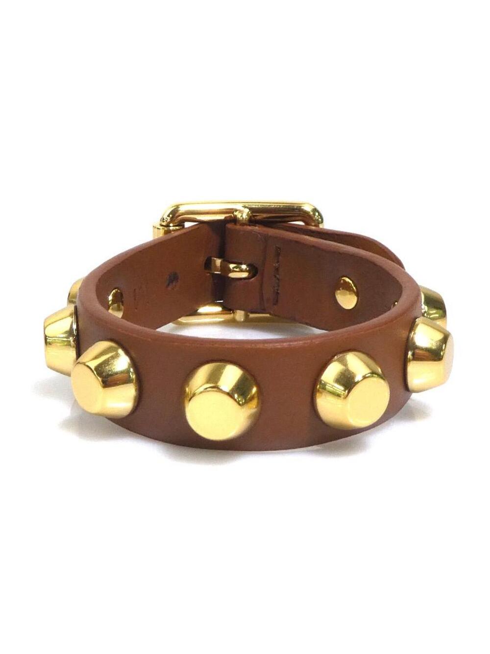 Auth Prada Bracelet Brown/Gold #303060P23B
